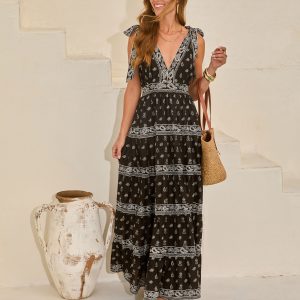 Manda Fit And Flare Paisley Maxi Dress