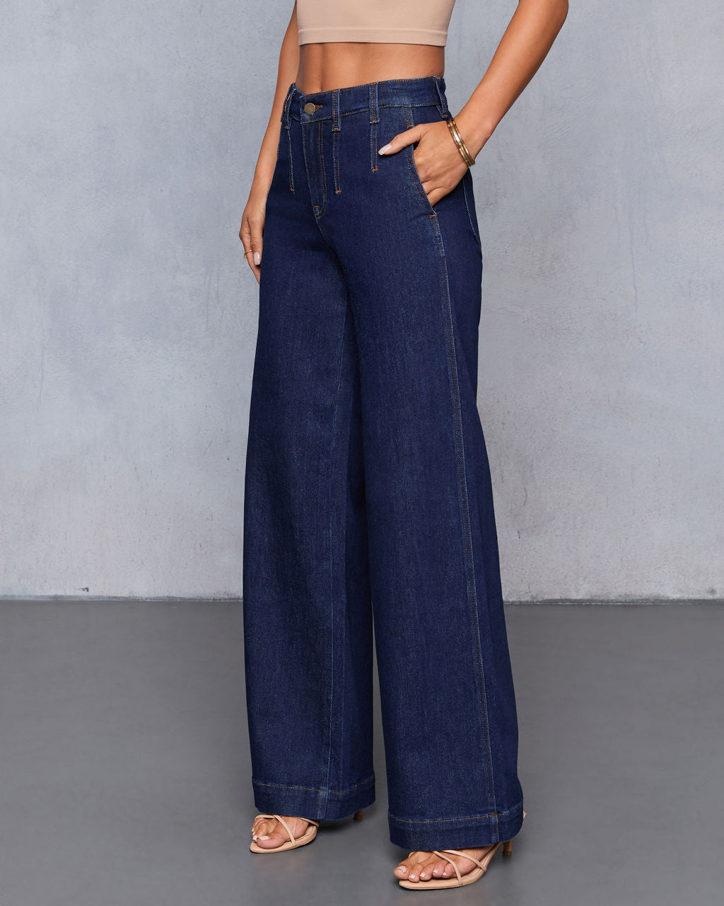 Soft Echo Stretch High Rise Wide Leg Jeans - Image 3