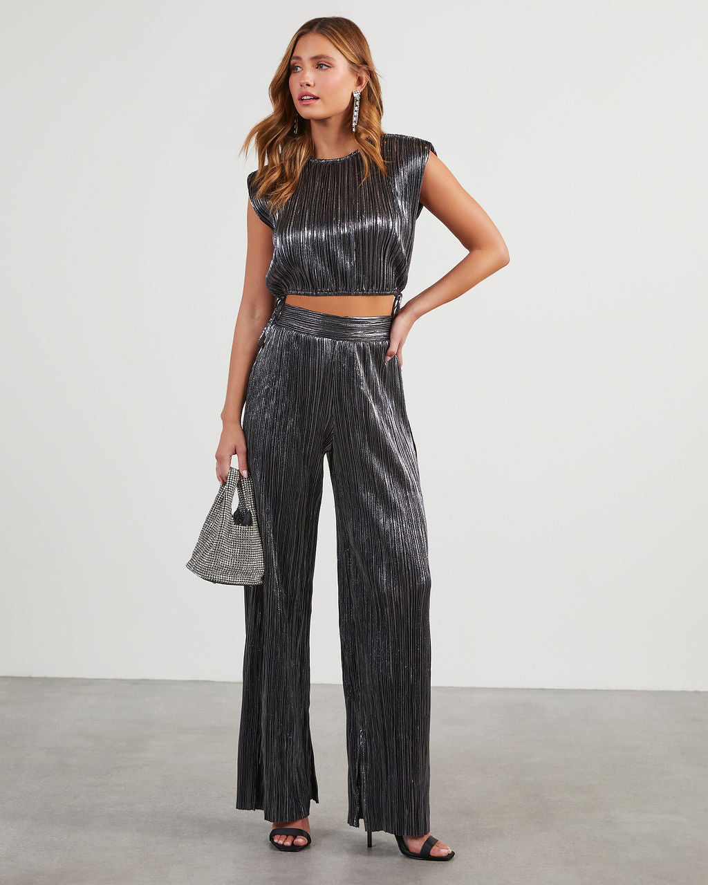 Sinclair Metallic Plisse Crop Blouse - Image 6