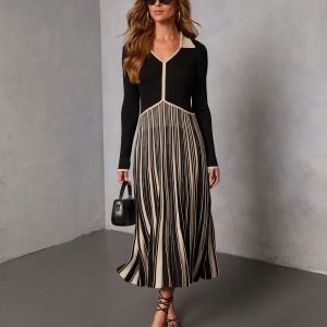 Sunday Nine Striped Twofer Midi Dress