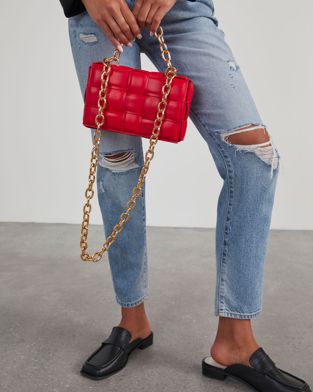 Desire Padded Woven Chain Handbag - Image 16