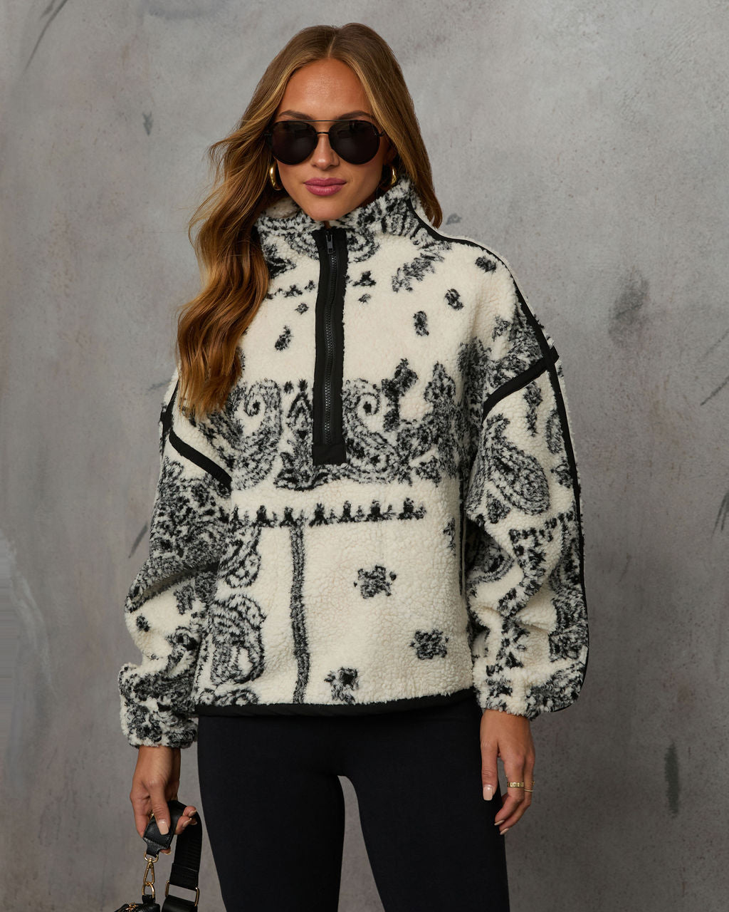 Brianna Sherpa Paisley Quarter Zip Sweatshirt - Image 8