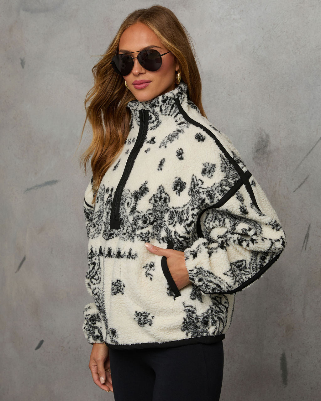 Brianna Sherpa Paisley Quarter Zip Sweatshirt - Image 9