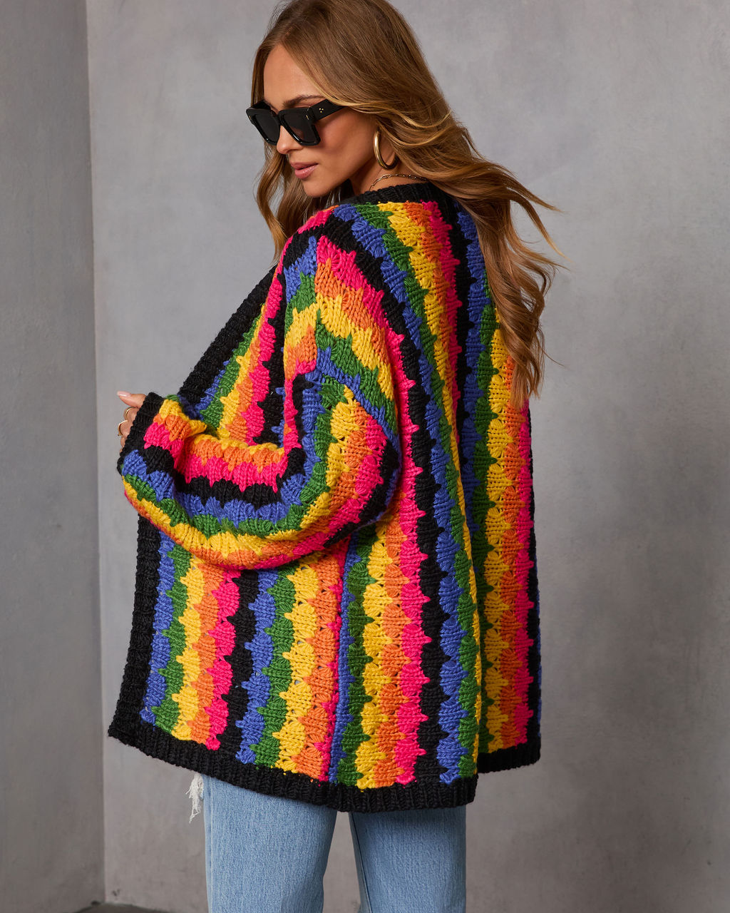 Creative Break Knit Muti Color Cardigan - Image 4