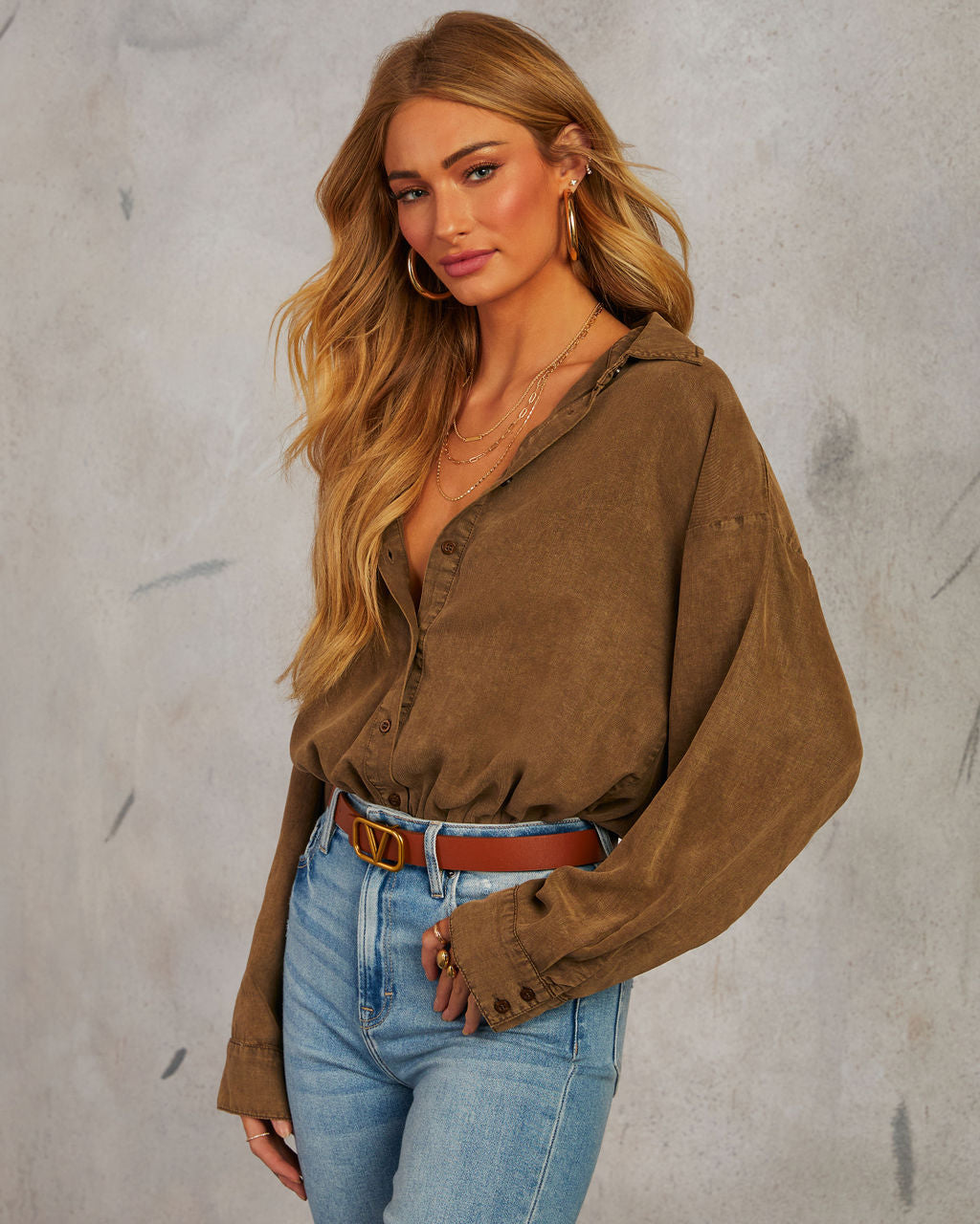 On The Clock Button Down Bodysuit - Image 9