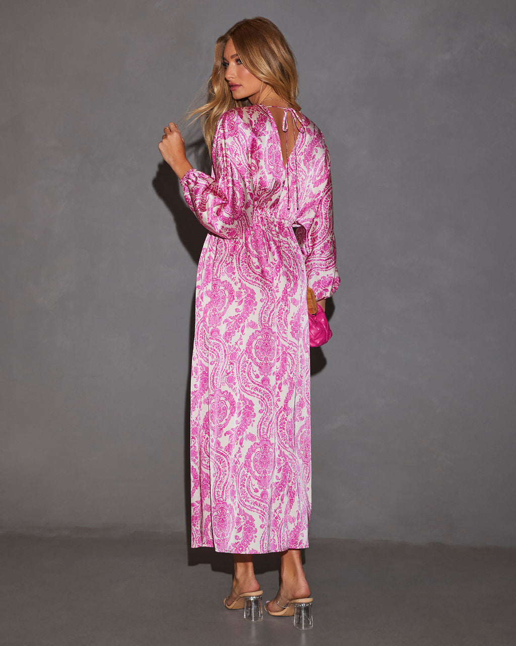 Korina Satin Printed Kimono Empire Waist Maxi Dress - Image 15