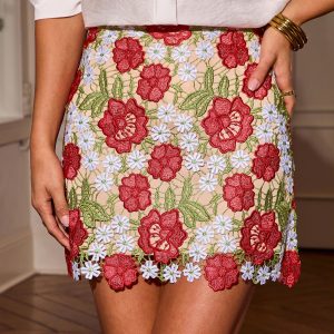 Cafe After Hours Embroidered Mini Skirt