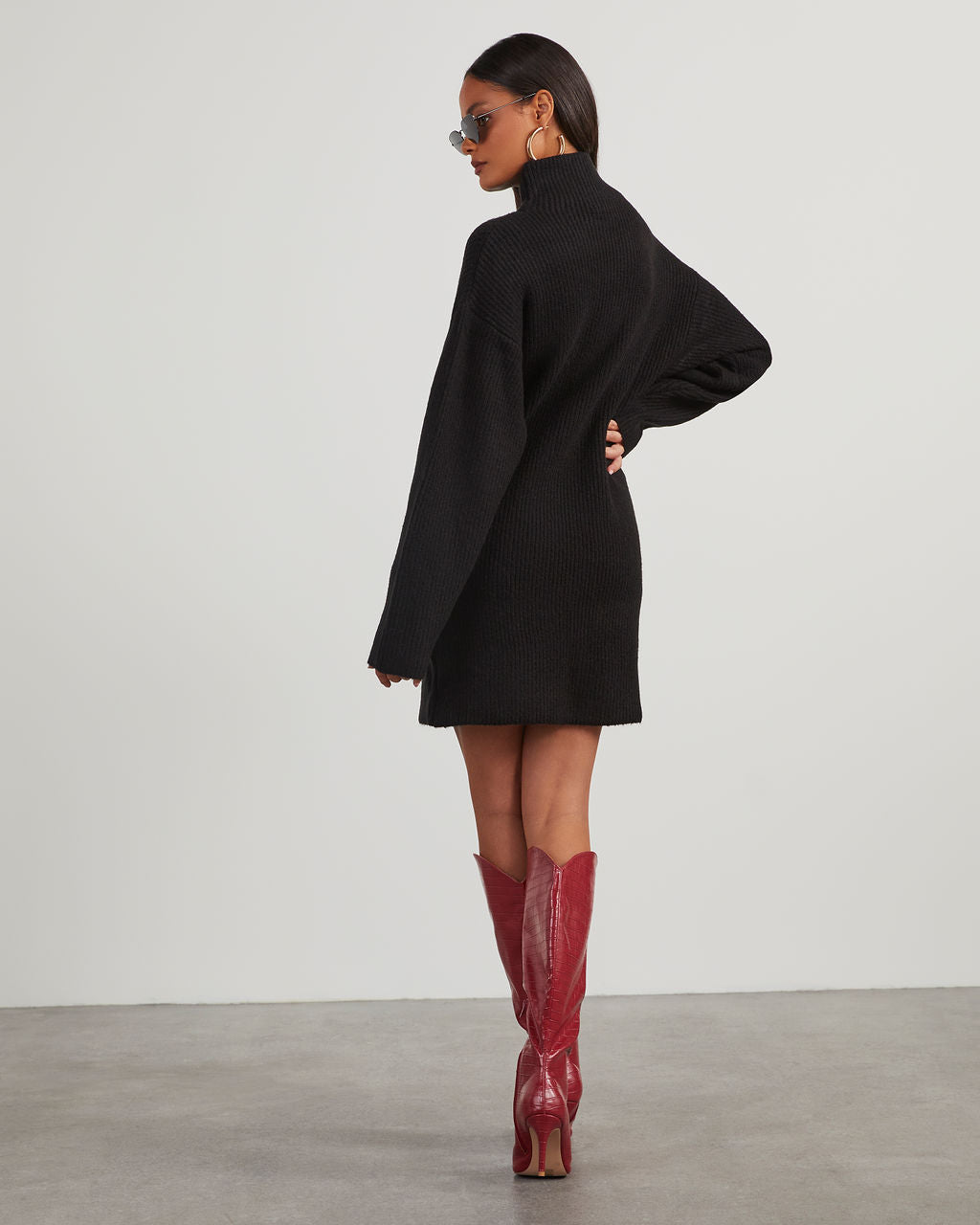 Uptown Girl Mock Neck Sweater Dress - Image 29