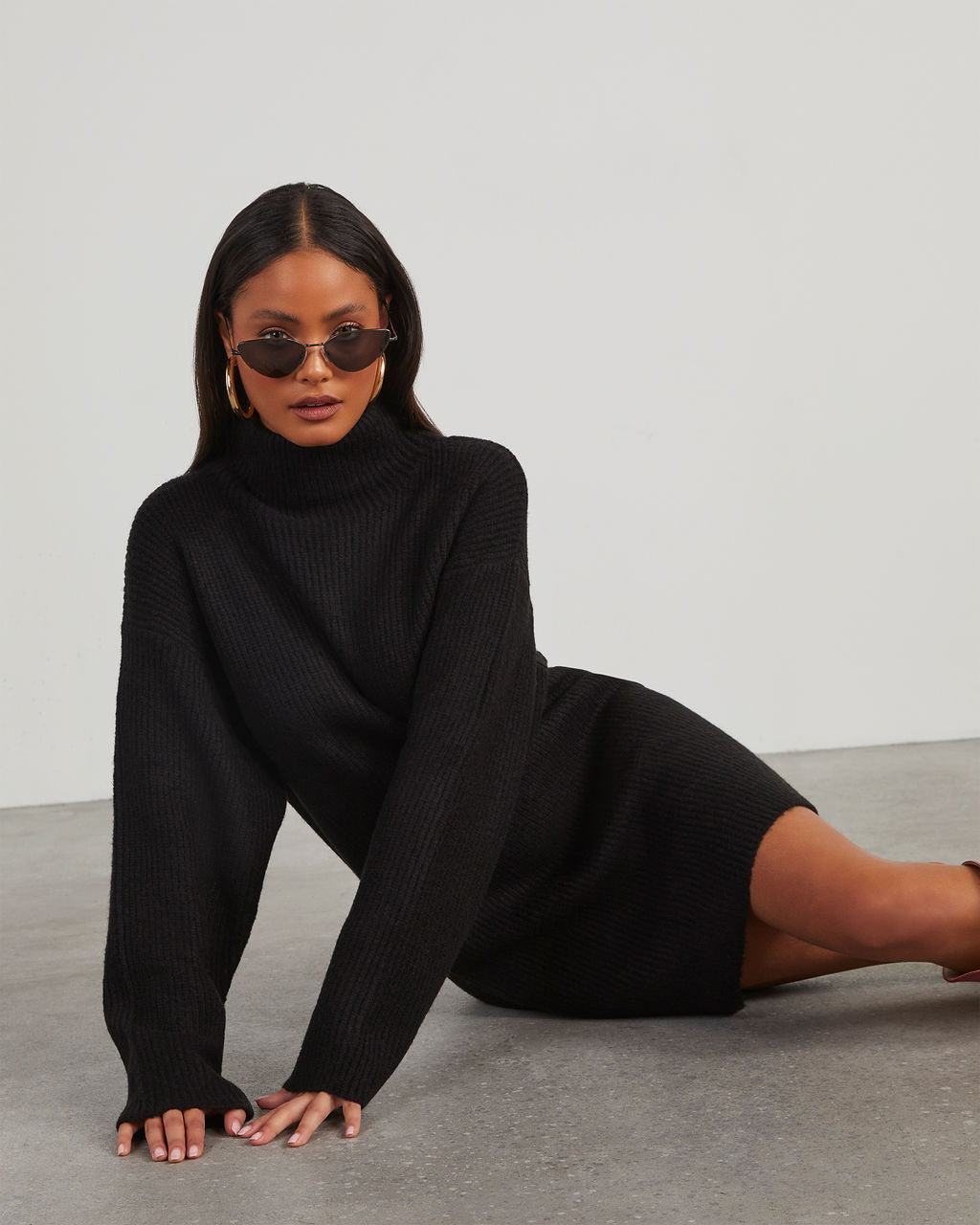 Uptown Girl Mock Neck Sweater Dress - Image 27
