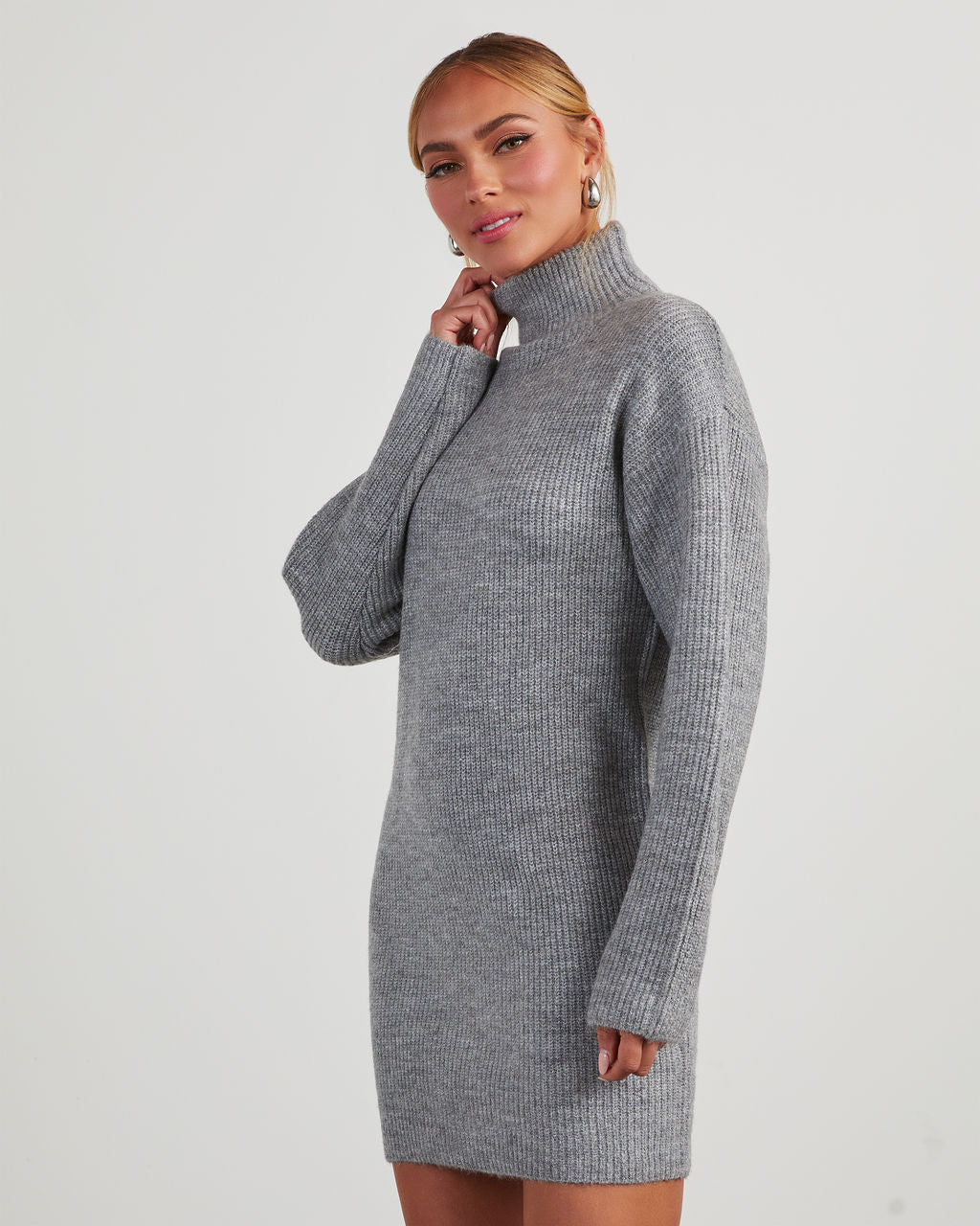 Uptown Girl Mock Neck Sweater Dress - Image 22