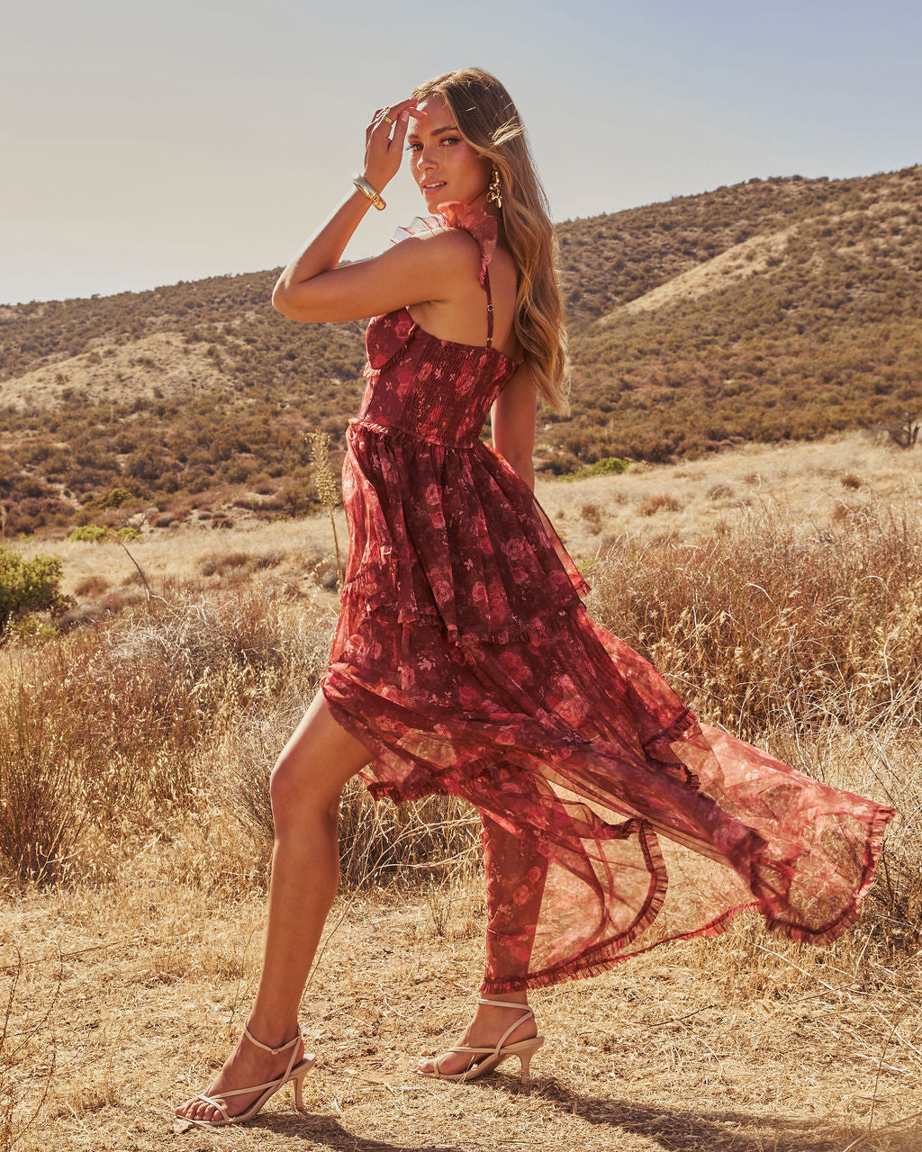 Reina Tiered Mesh Floral Maxi Dress - Image 16