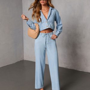 Issey Rigid Low Rise Straight Chambray Pants