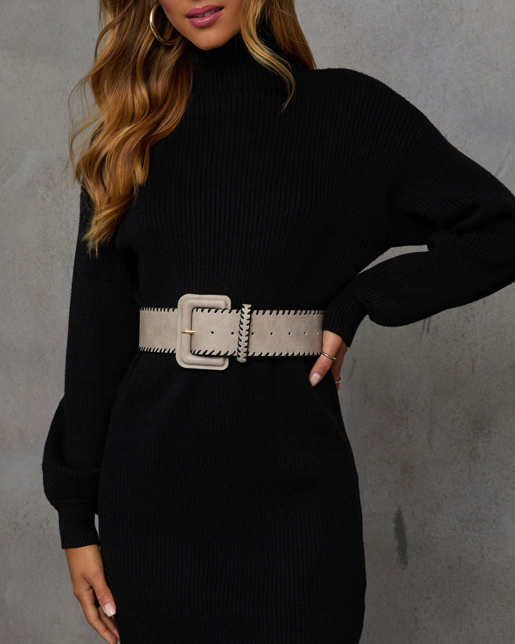 Merrick Stitched Wide Leather Belt - Image 6