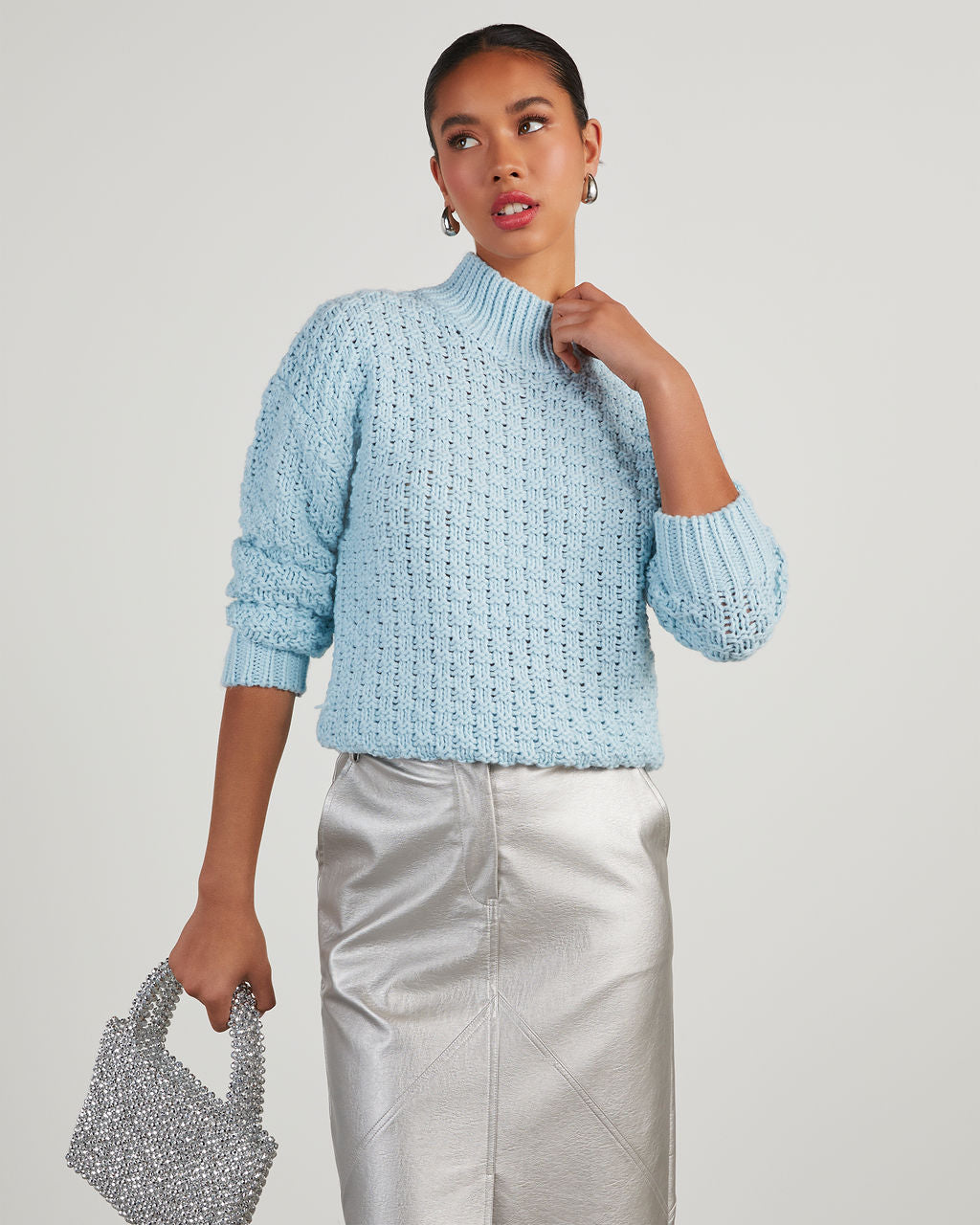 Kerri Textured Mock Neck Knit Sweater - Image 13