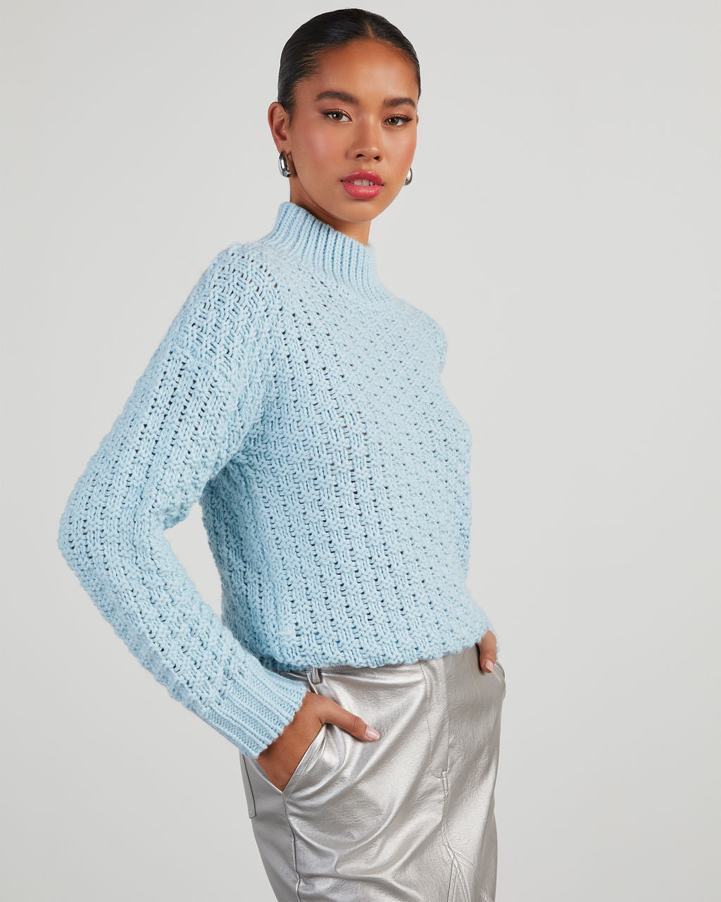 Kerri Textured Mock Neck Knit Sweater - Image 15