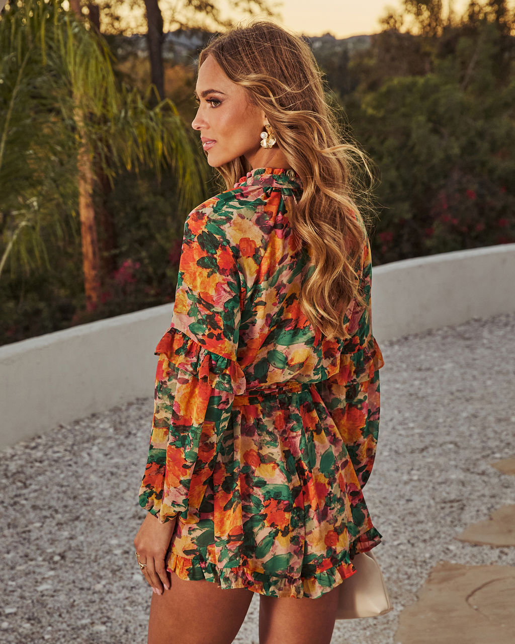 Tropic Tease Printed Waist Tie Romper - Image 4