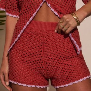 Mariela Contrast Coverup Crochet Shorts