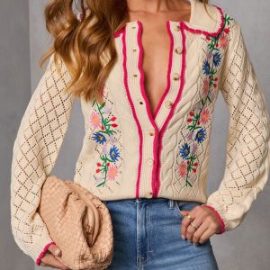Sweet Meadow Embroidered Knit Sweater