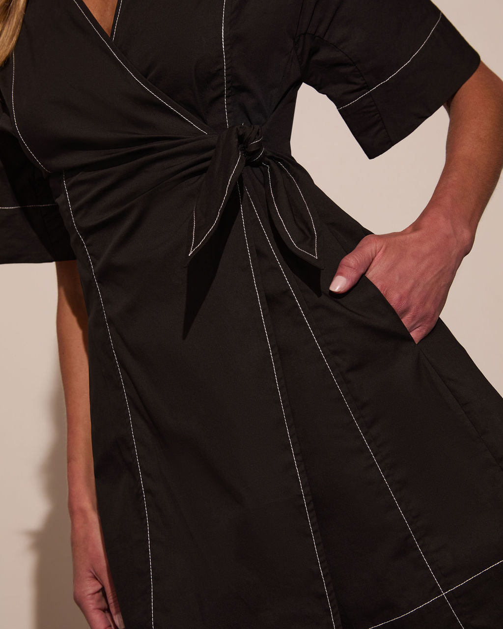 Nella Contrast Wrap Tie Mini Dress - Image 6