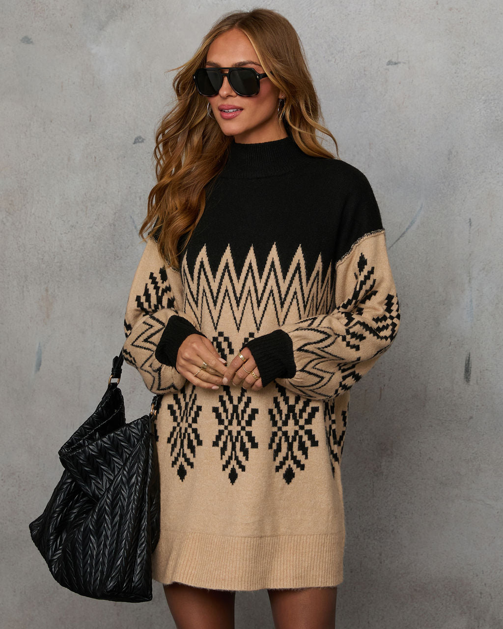 Nelma Abstract Mockneck Sweater Dress - Image 11