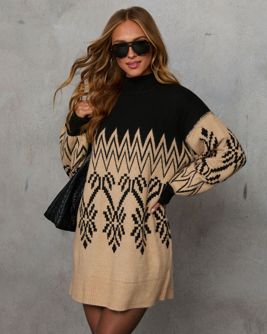 Nelma Abstract Mockneck Sweater Dress - Image 8