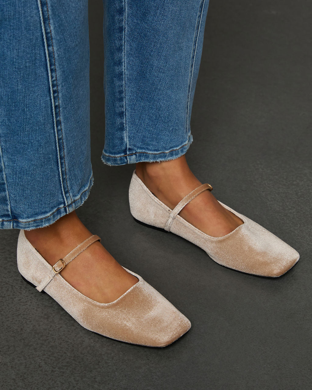 Janey Velvet Mary Jane Ballet Flats - Image 11
