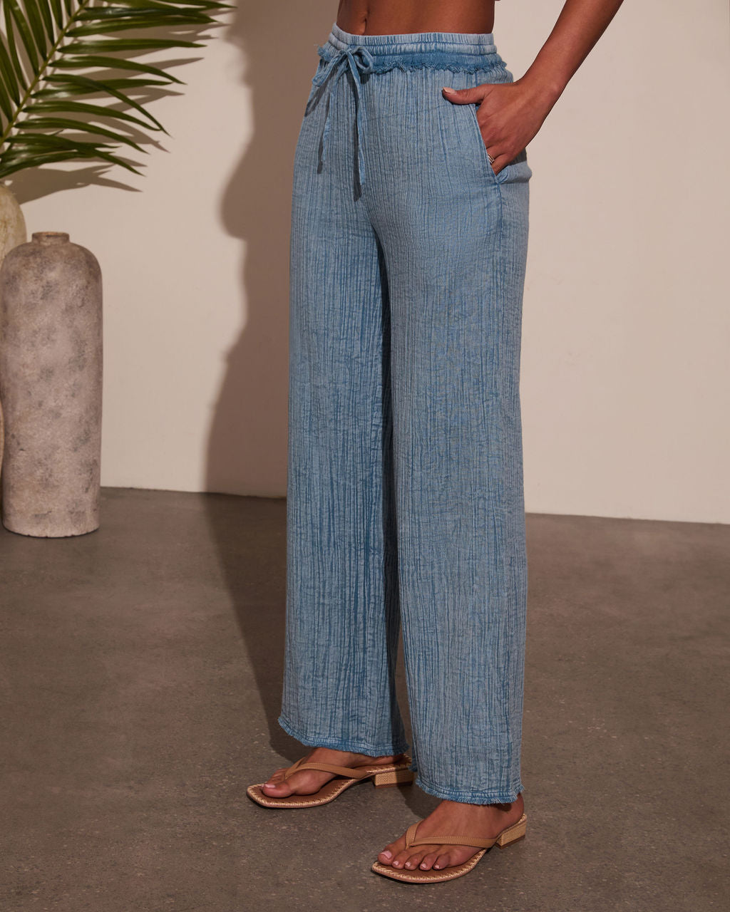 Francie Pleated Chambray Pants - Image 3