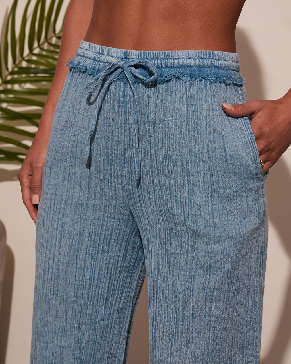 Francie Pleated Chambray Pants - Image 6