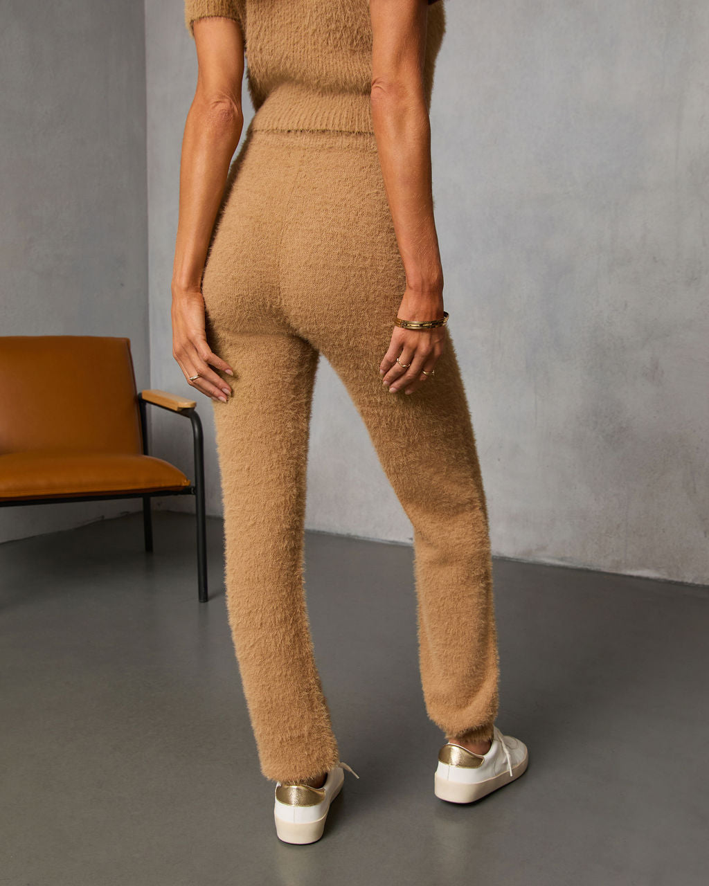 Chai Fall Fuzzy Knit High Rise Waist Tie Pants - Image 4