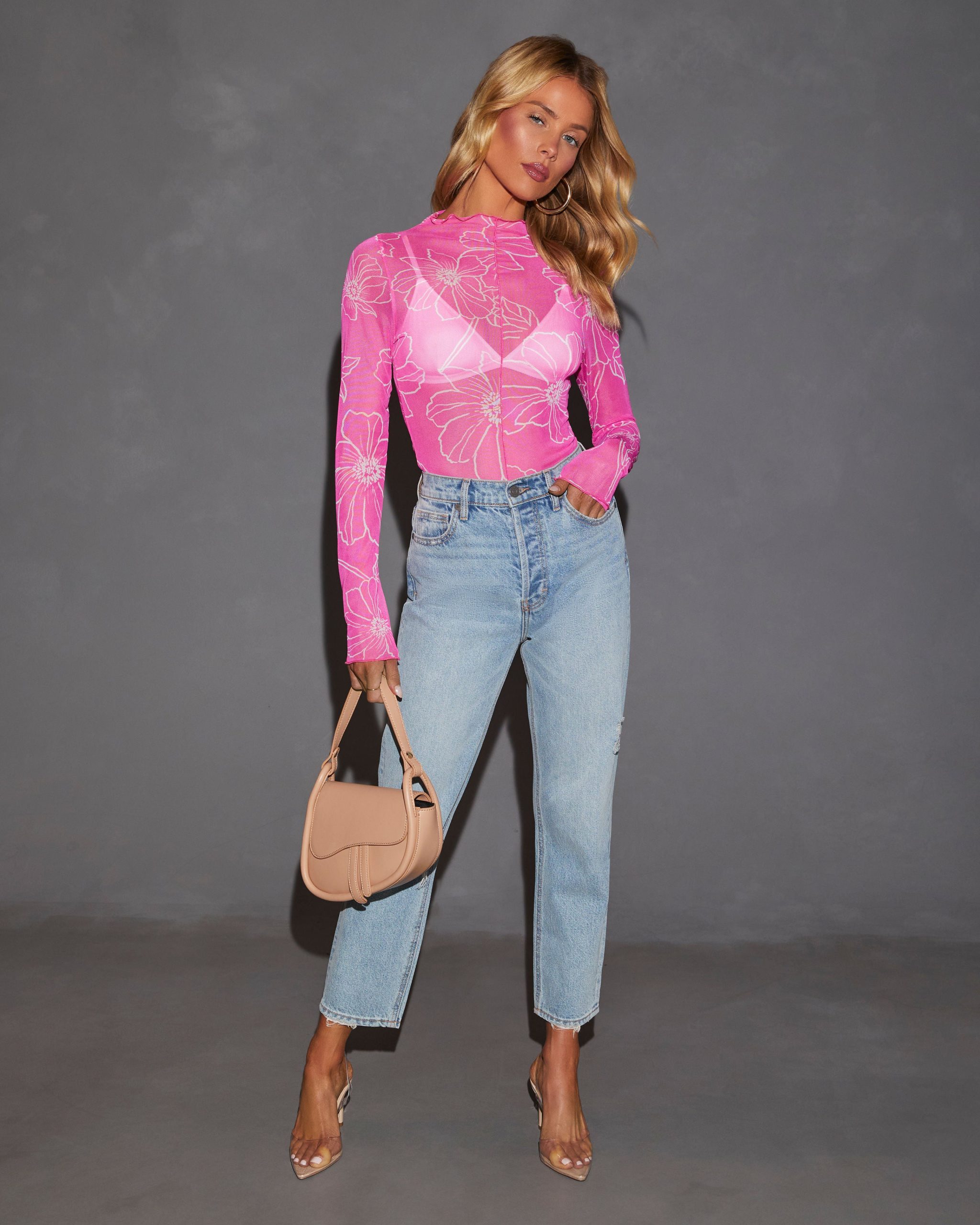Feeling Good Sheer Floral Lettuce Hem Top - Image 14