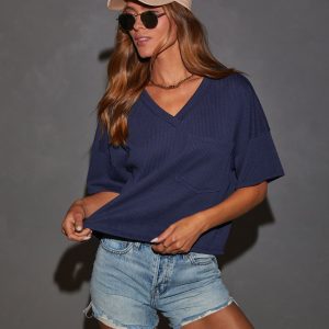 Megan Rib Knit Short Sleeve Top