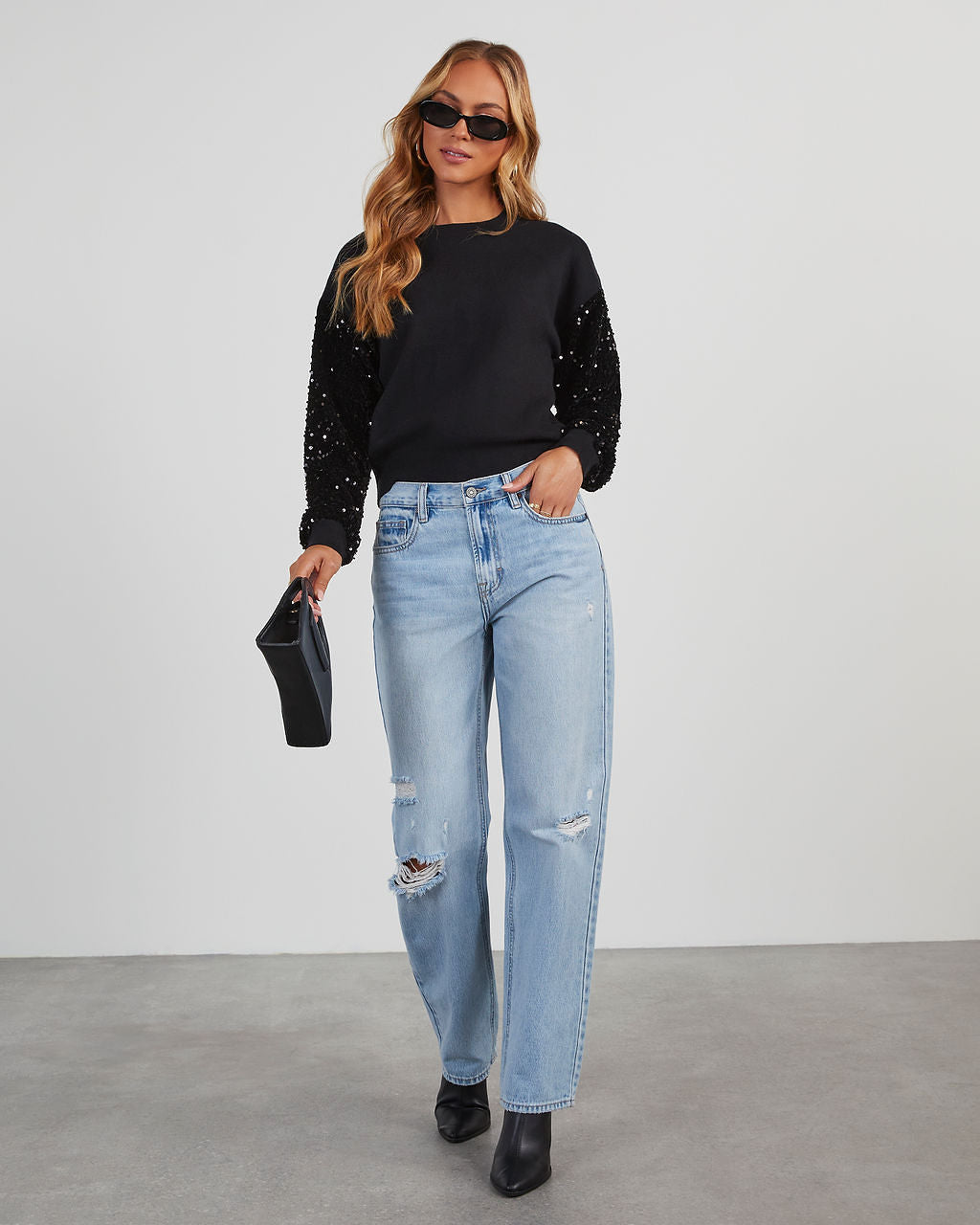 Yumi Contrast Sequin Knit Sweater - Image 19