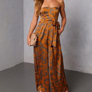 Janiva Satin Wrap Tie Jumpsuit