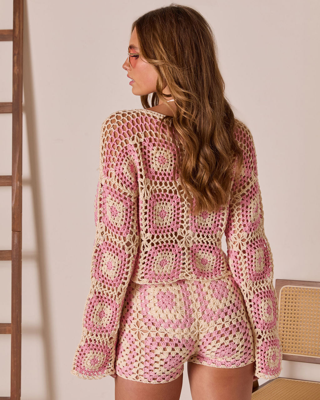 Clio Geometric Crochet Cover Up Top - Image 10