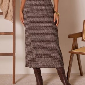 Haylow Plaid Midi Skirt