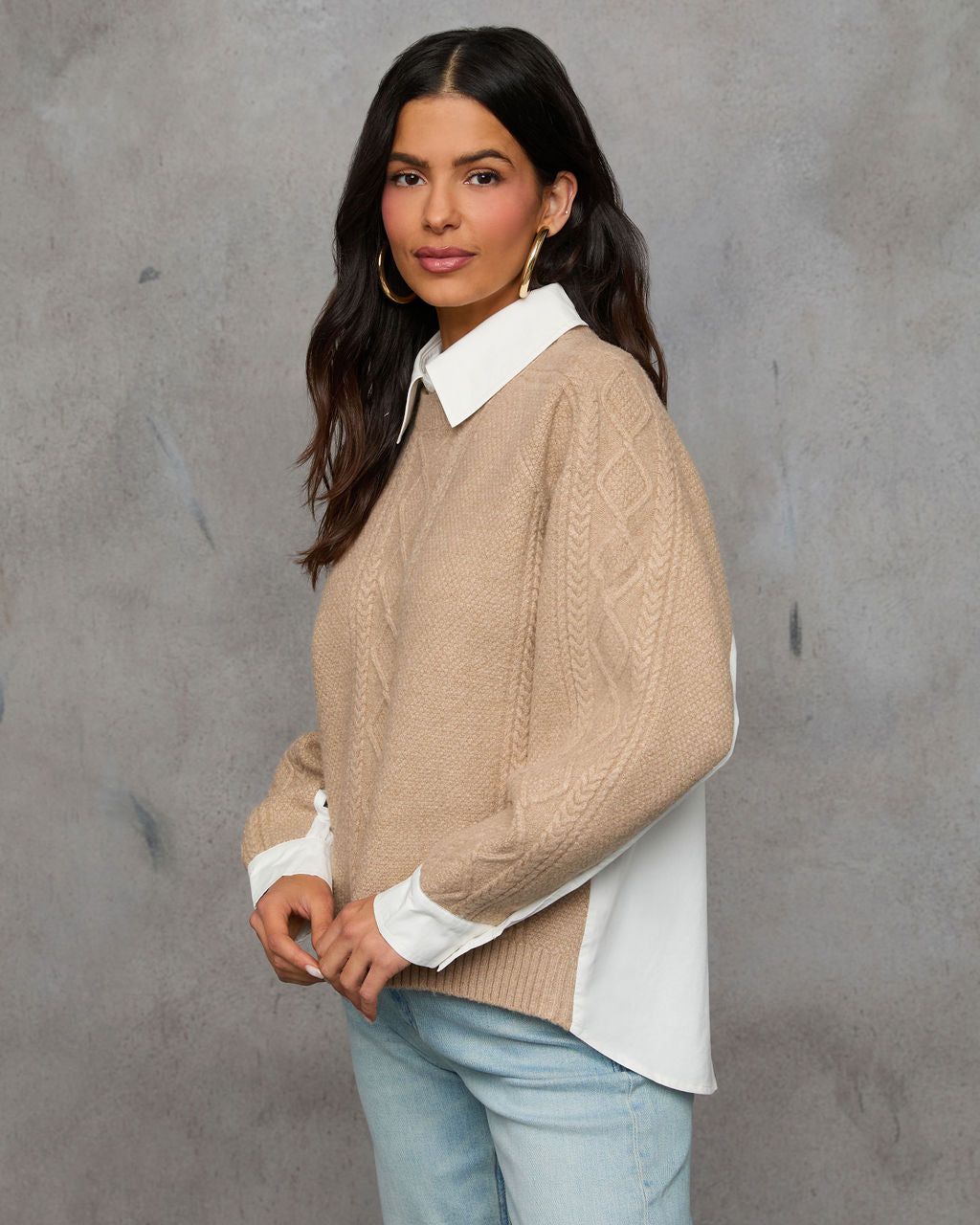 Keeping It Preppy Collared Twofer Layered Sweater - Image 3