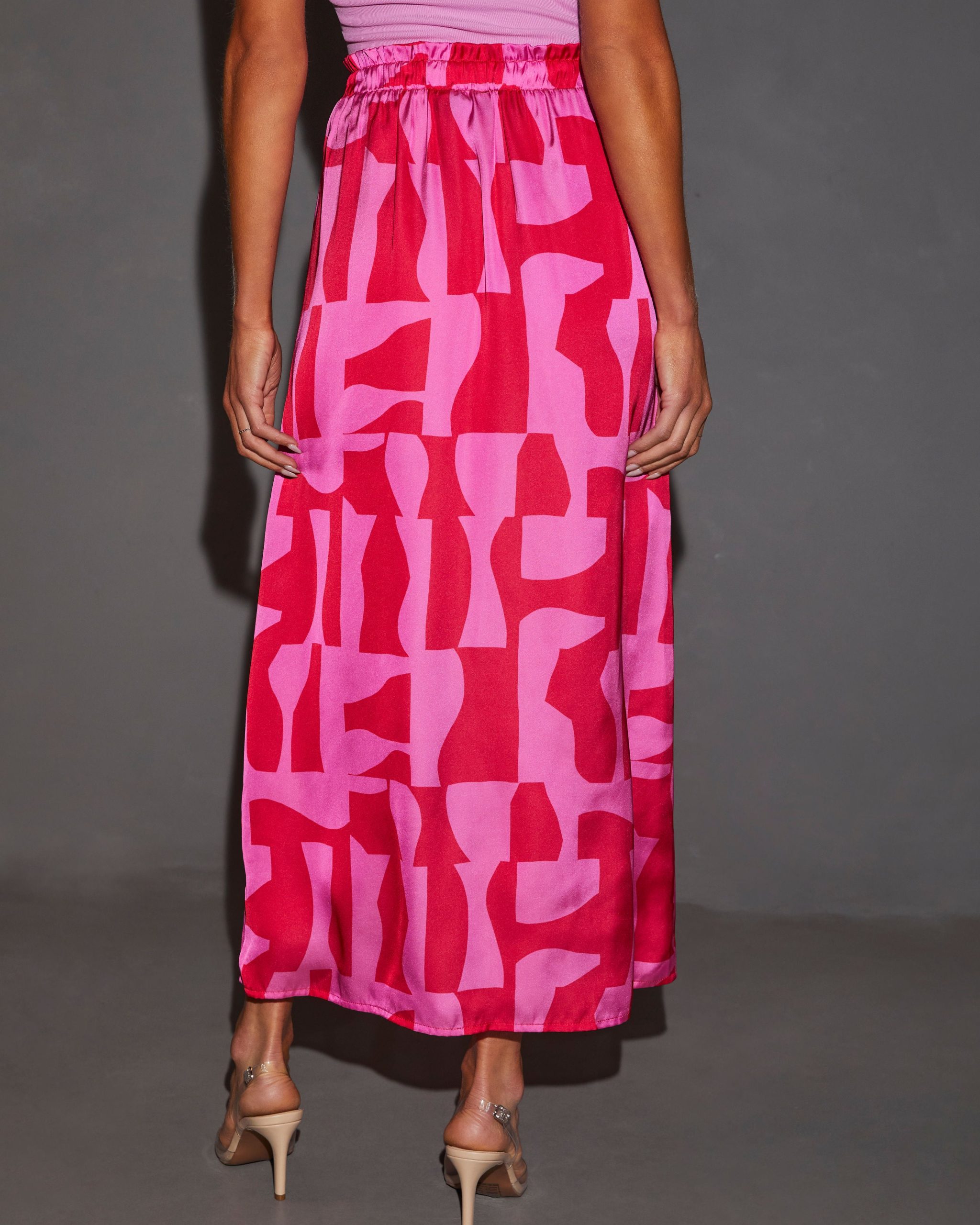 Imogen Satin Printed Tie Front Midi Skirt - Image 17