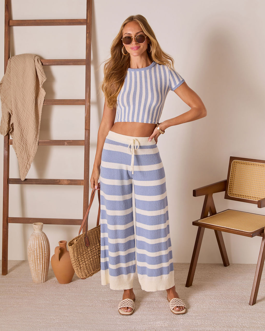 Coastal Ease Striped Knit Drawstring Pants - Image 5