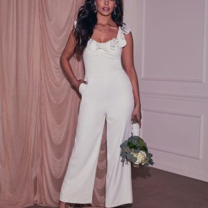 Love Lasts Ruffled Neckline Jumpsuit