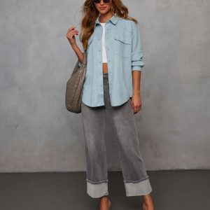 Airelle Faux Suede Button Down Top