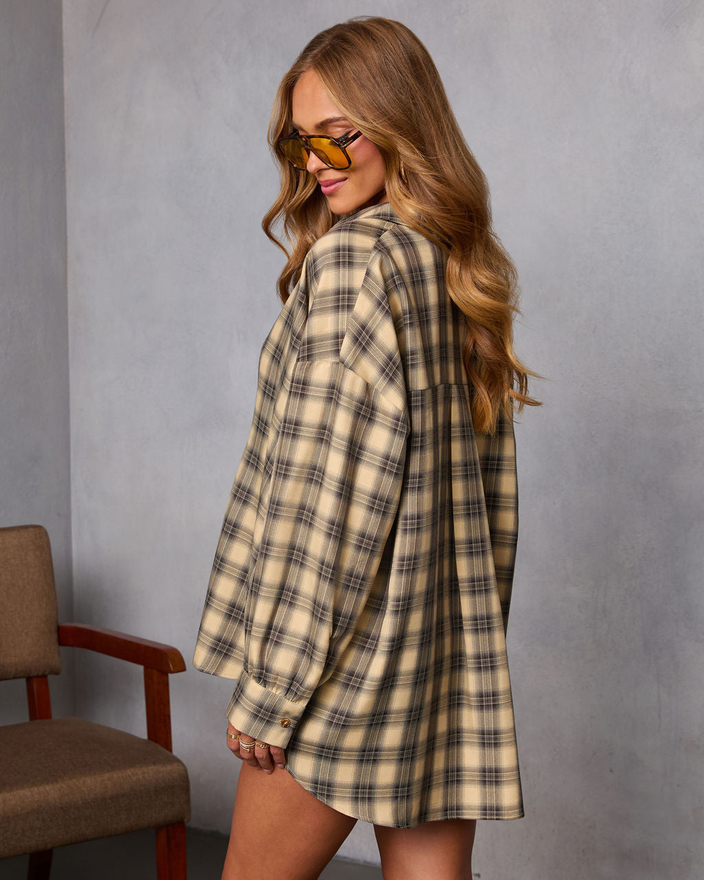 Bonfire Babes Oversized Plaid Button Down Top - Image 4
