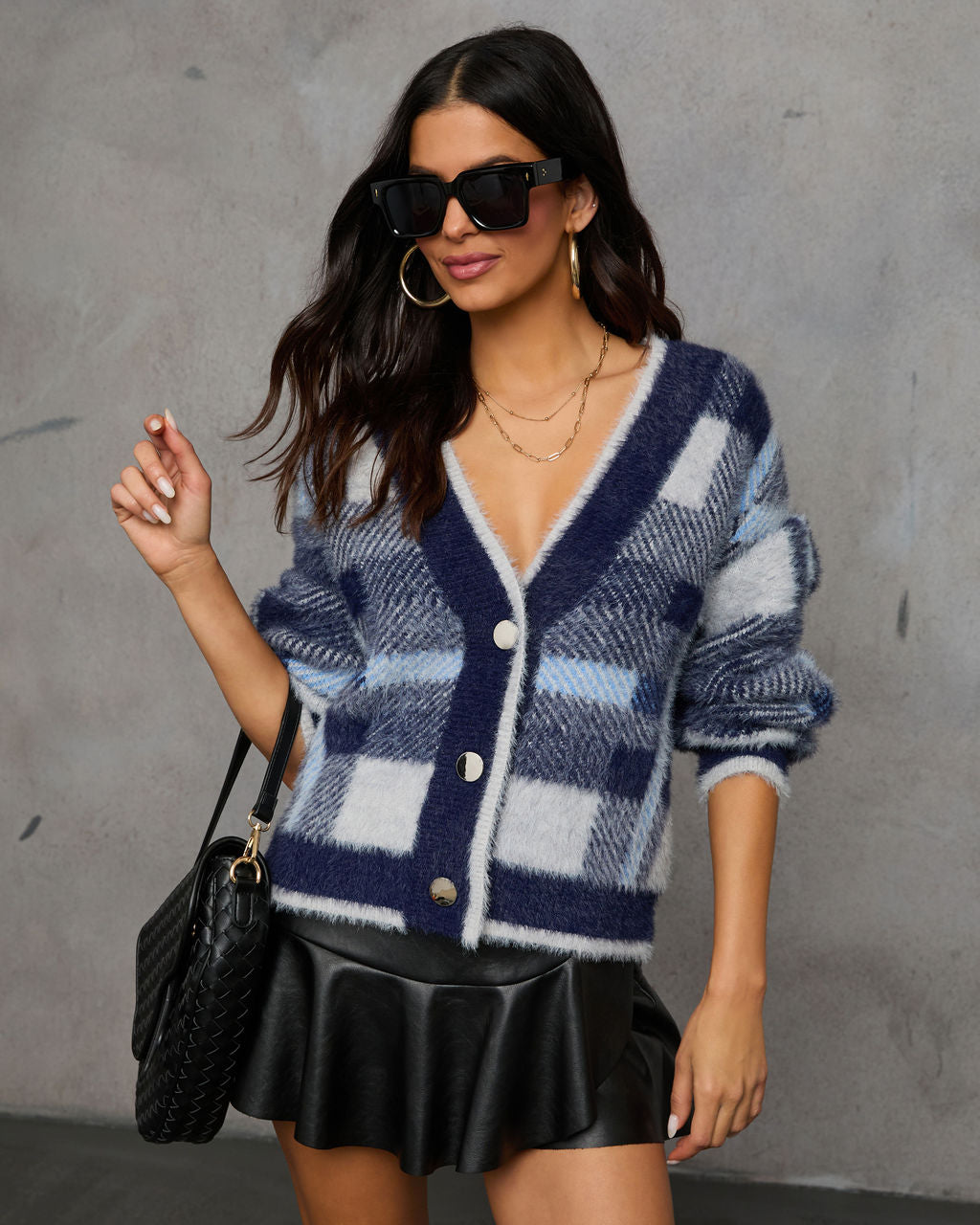 Taylor Plaid Fuzzy Knit Cardigan - Image 7