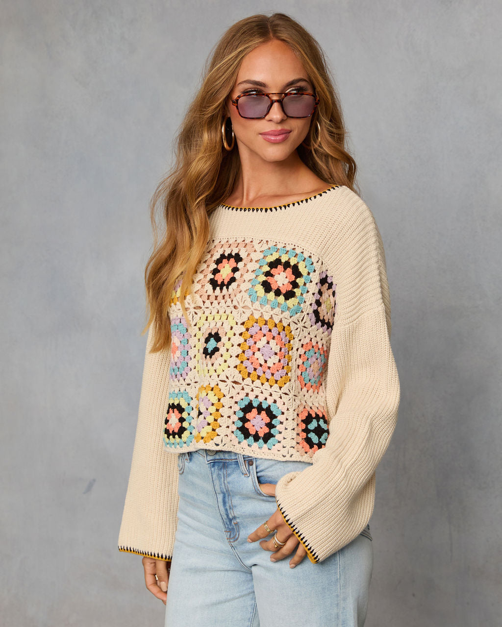 Melenia Abstract Crochet Sweater - Image 3