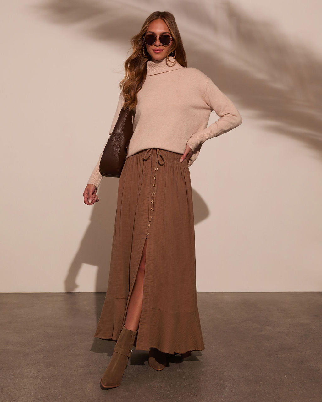 Serves Up Tie Waist Button Down Maxi Skirt - Image 17