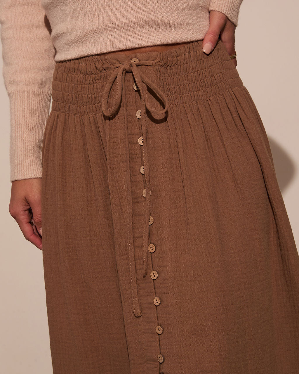 Serves Up Tie Waist Button Down Maxi Skirt - Image 18