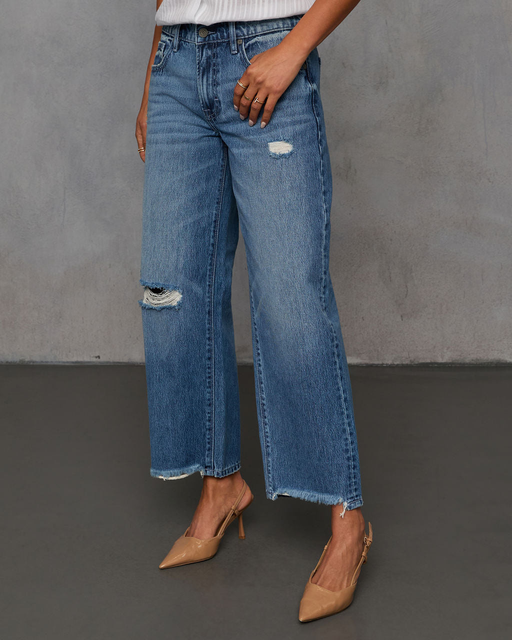 Olsen Rigid Distressed Barrel Jeans - Image 3