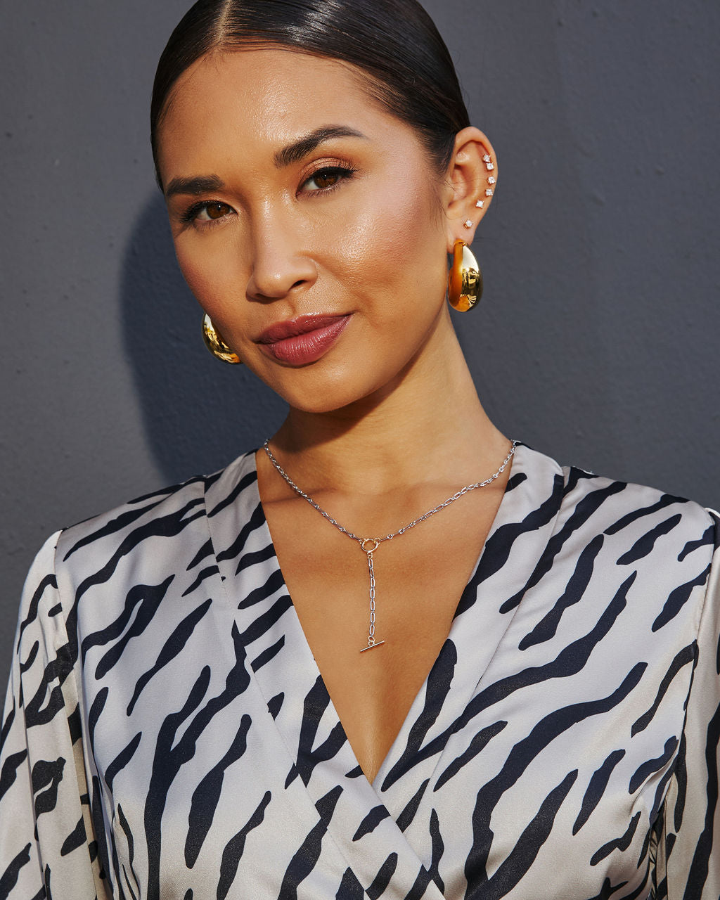 Nyx Two Tone Lariat Necklace - Image 3