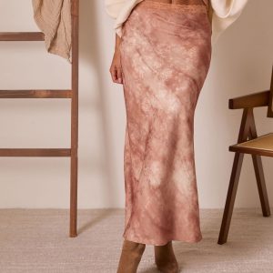 Rogue Bloom Satin Jacquard Printed Maxi Skirt
