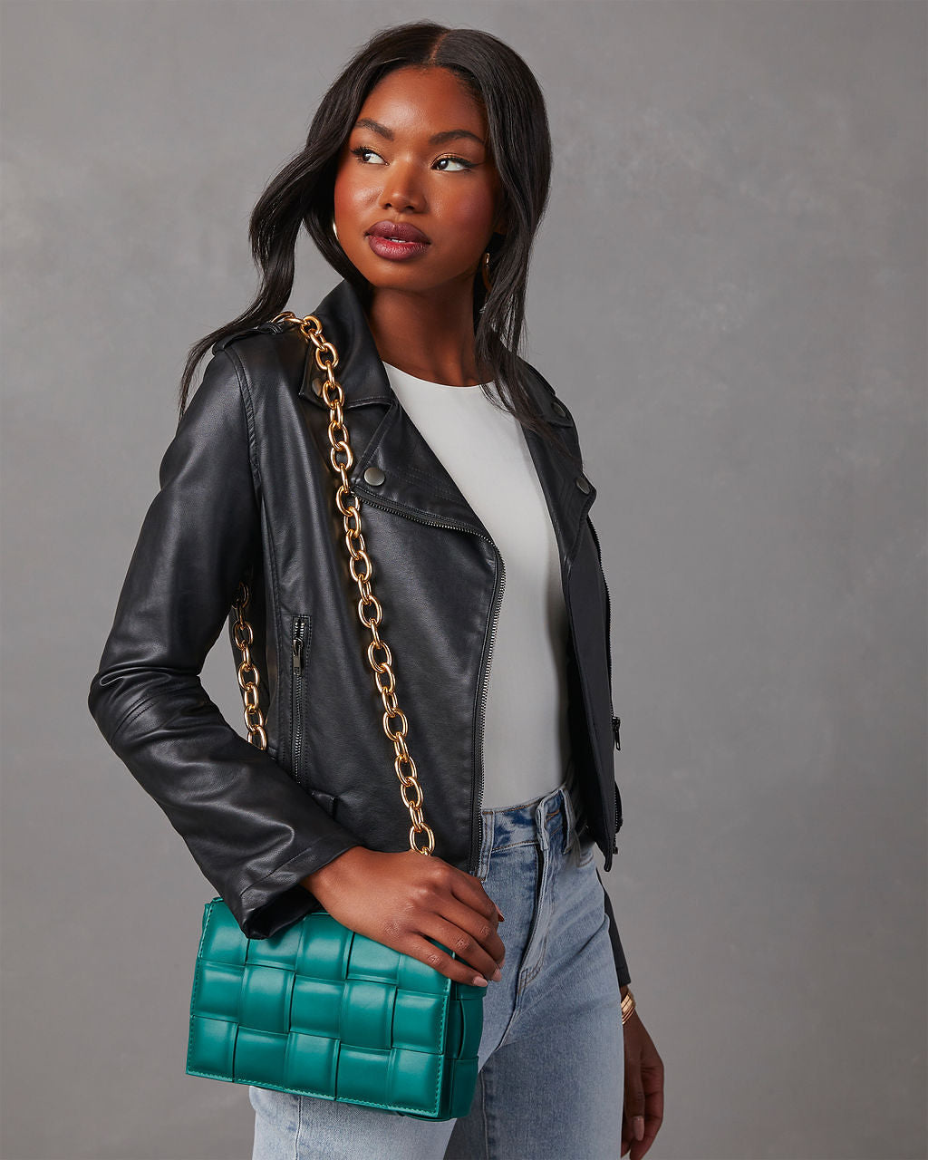 Desire Padded Woven Chain Handbag - Image 4