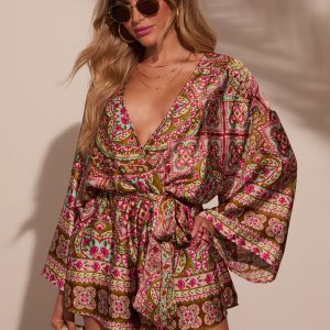 Jayden Printed Satin Romper